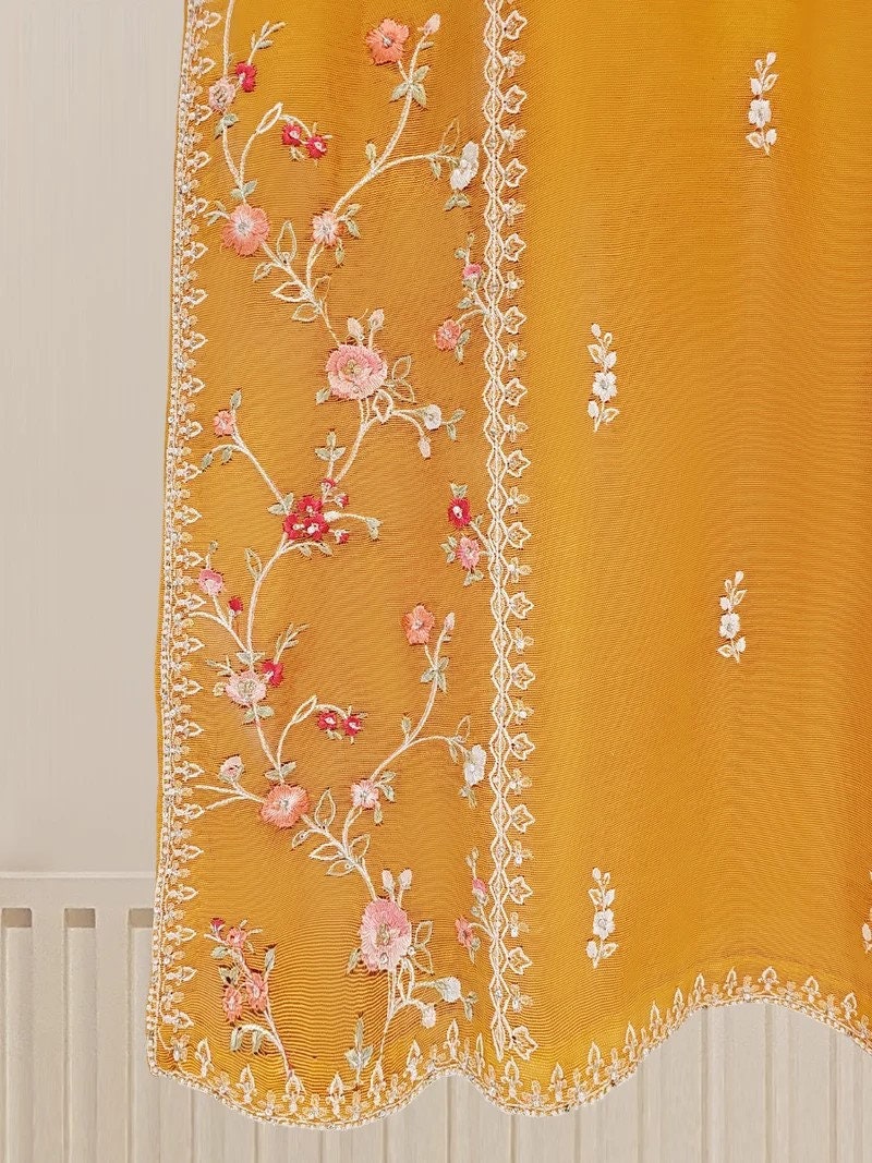 Agha Noor 3 Piece Embroidered Cotton Net Shalwar Kameez - Raw Silk Pants