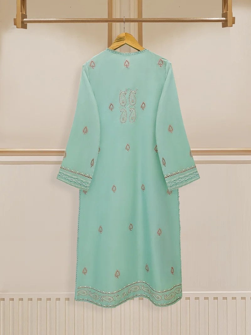 Agha Noor 2 piece - Embroidered Lawn Suit - Ferozi