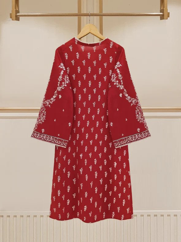 Agha Noor 2 piece - Embroidered Swiss Voile Suit - Maroon