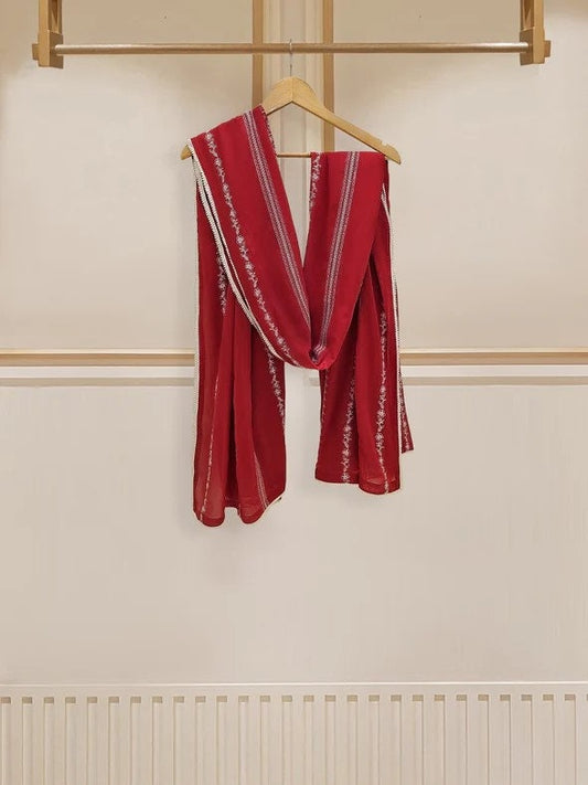 Agha Noor 2 piece - Embroidered Swiss Voile Suit - Maroon