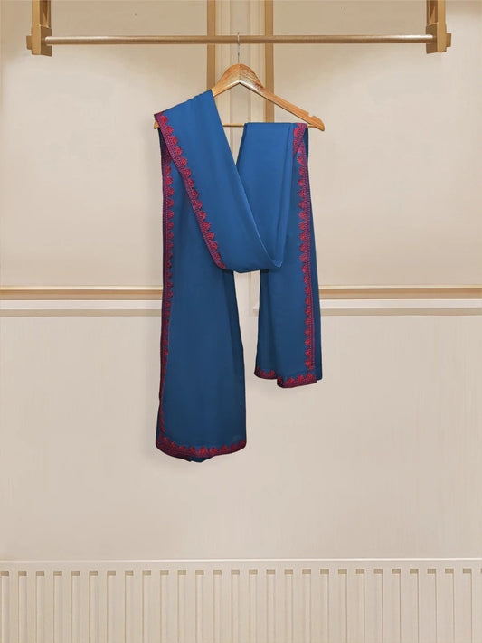 Agha Noor 3 Piece Embroidered Cotton Shalwar Kameez: Navy Blue Indian Suit (Size L)
