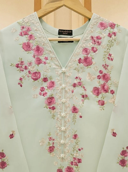 Embroidered Agha Noor 3 Piece Suit - Pista Green (Size-L)