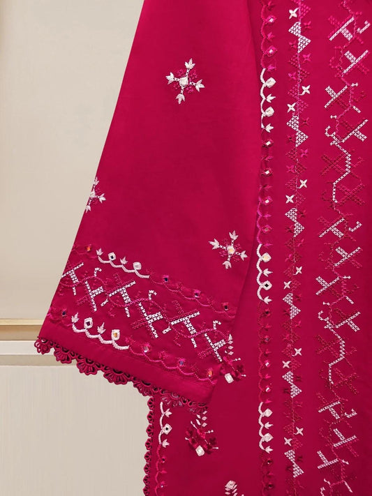Aghanoor 2 piece - Cambric Embroidered Suit - (Size- L) India Pakistan Bangladesh Shalwar Kameez Dupatta