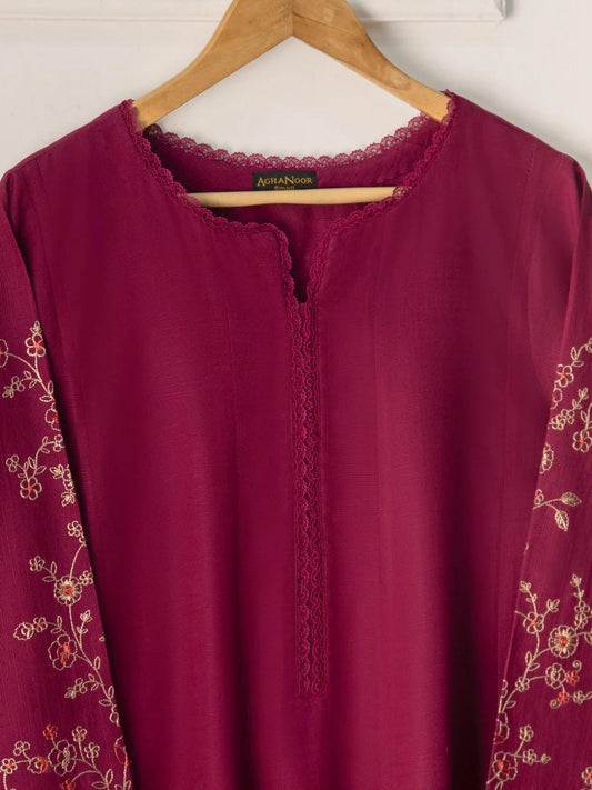Aghanoor 2 piece - (Size-M, L) Embroidered Khaddar Frock Suit - Purple