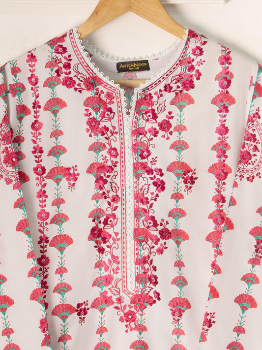 Aghanoor 2 piece - Embroidered Printed Cambric Suit - (Size- Small, Medium)