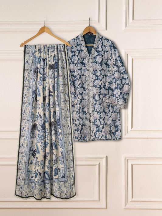 3 - Piece Agha Noor Printed Embroidered Viscose / Marina Suit