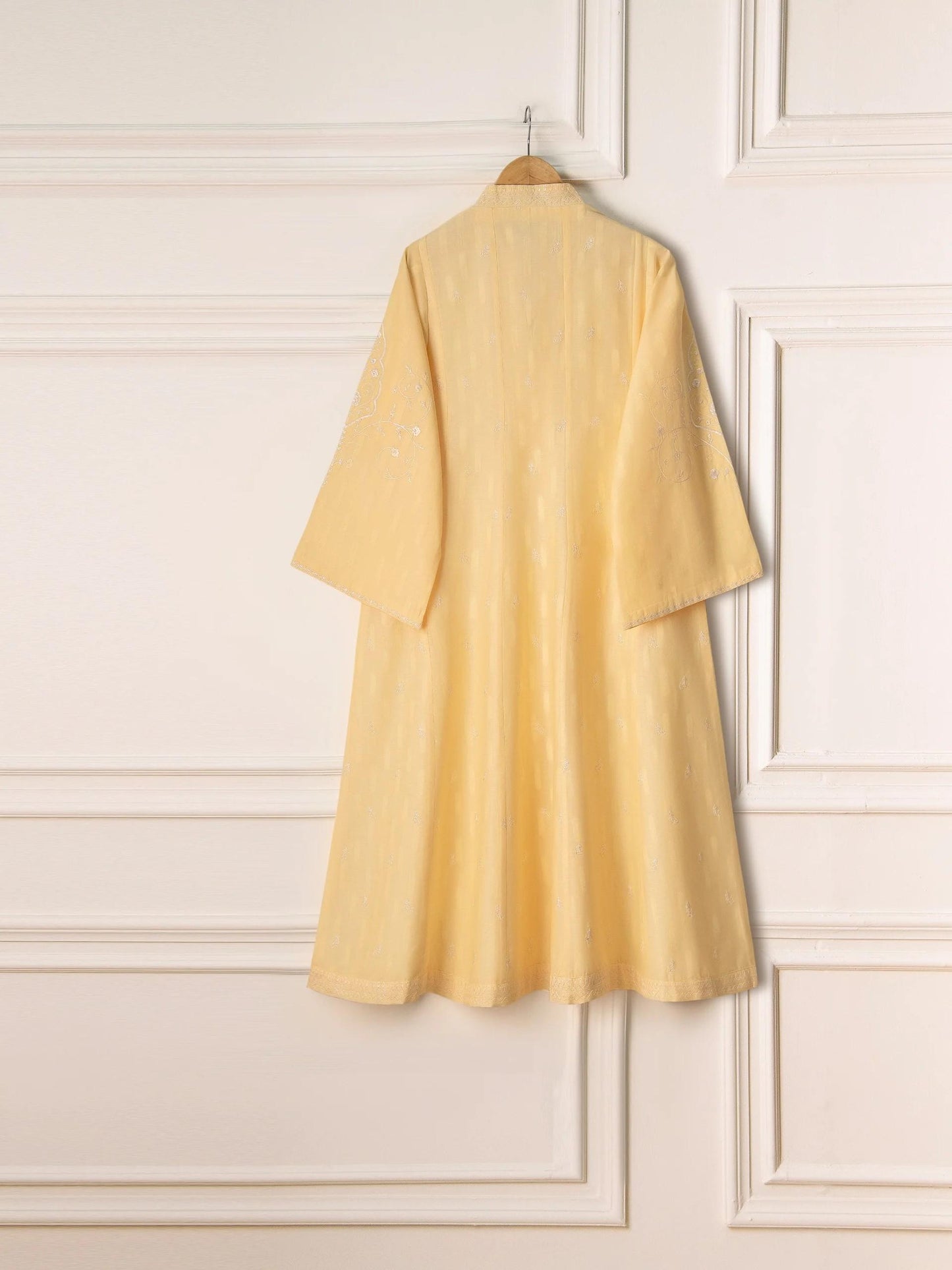 Aghanoor Embroidered Jacquard Shirt (Size - Medium) Yellow