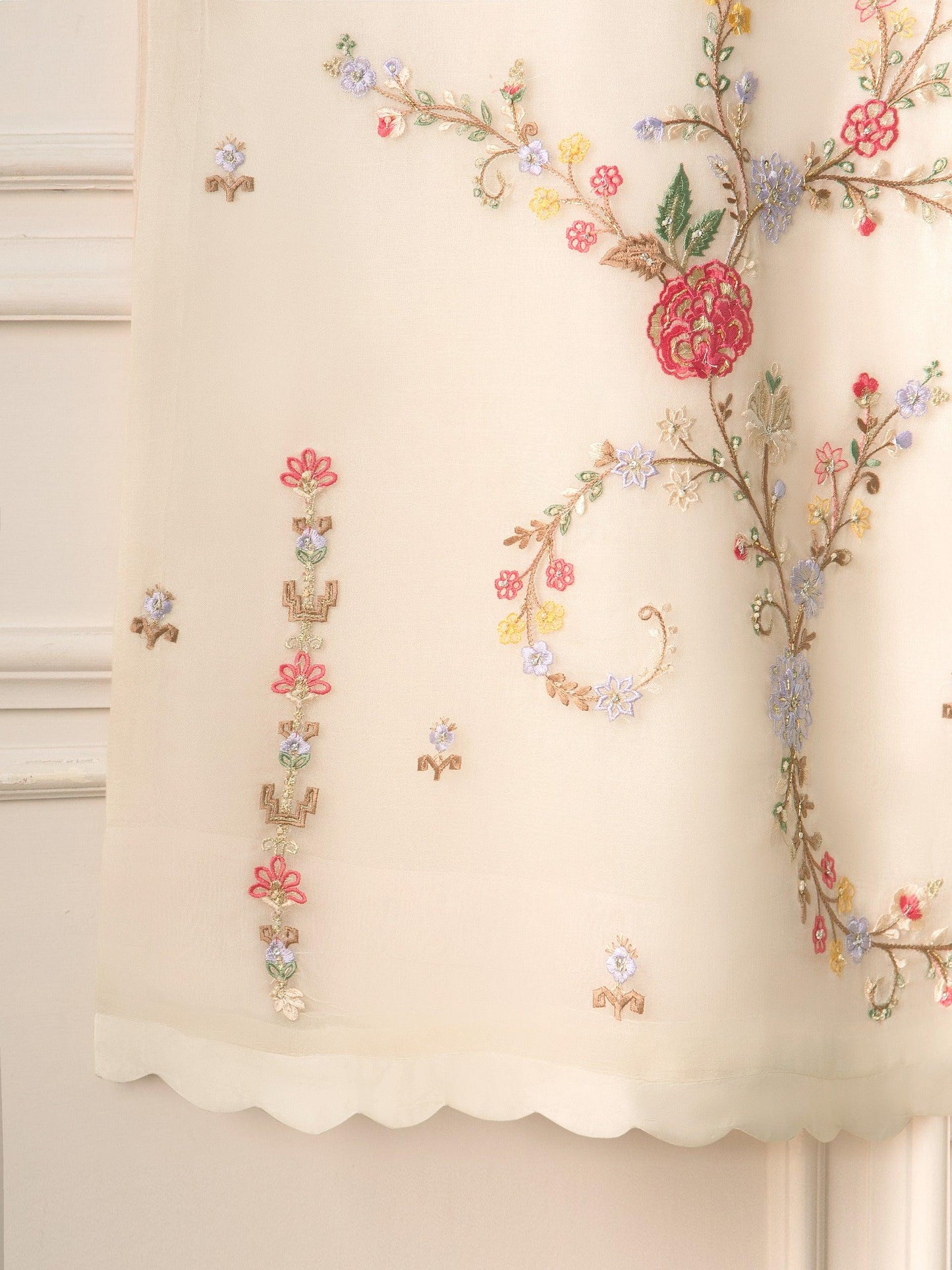 Aghanoor 3 piece - (Size- Medium, Large) - Pure Organza Embroidered Suit - Raw Silk Pants