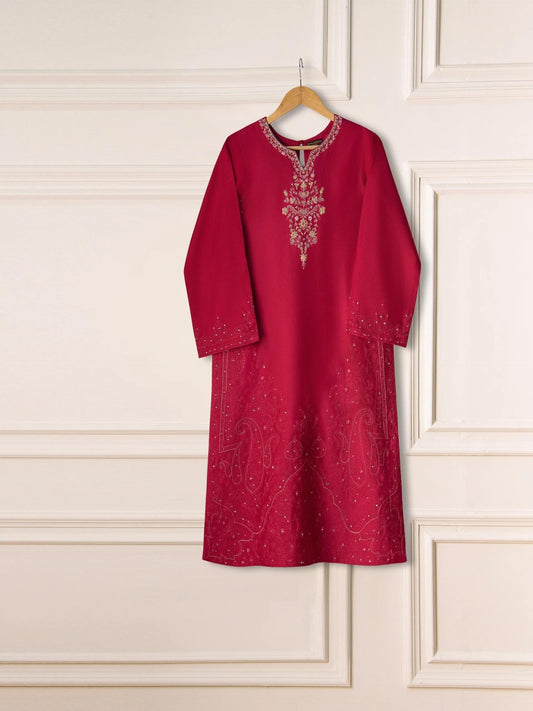 Agha noor 3 Piece Pure Silk Net Embroidered Suit Size (Large)