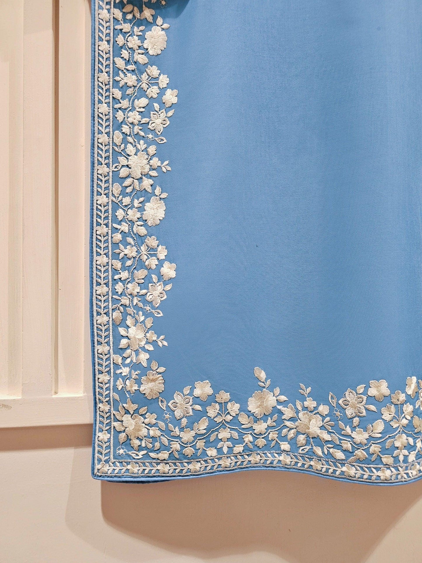 Aghanoor 2 piece - Pure Embroidered Lawn Suit - Size (Large, Medium) - Sky Blue
