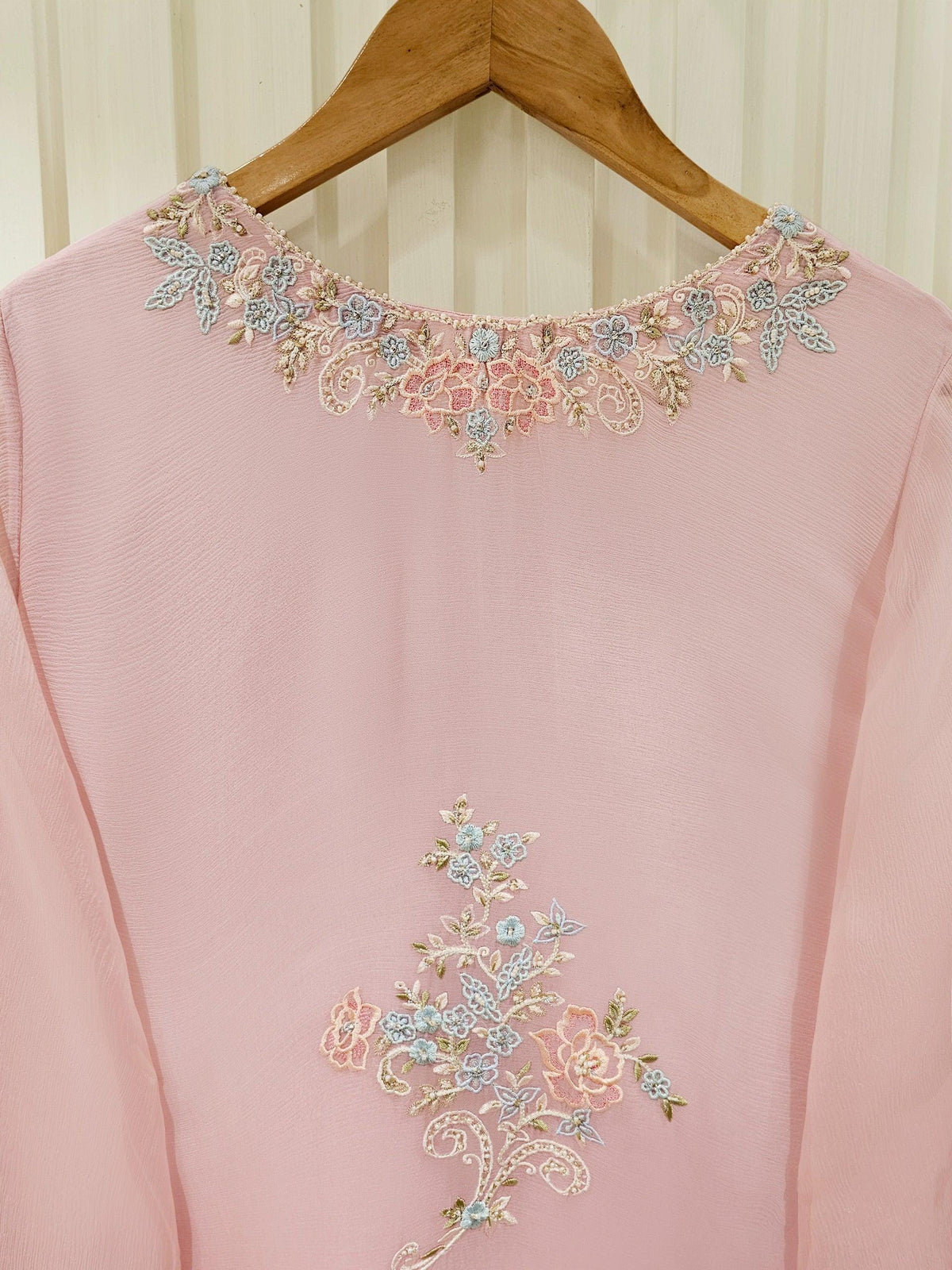 Agha Noor 2 Piece - Pure Chiffon Embroidered Suit - Pink