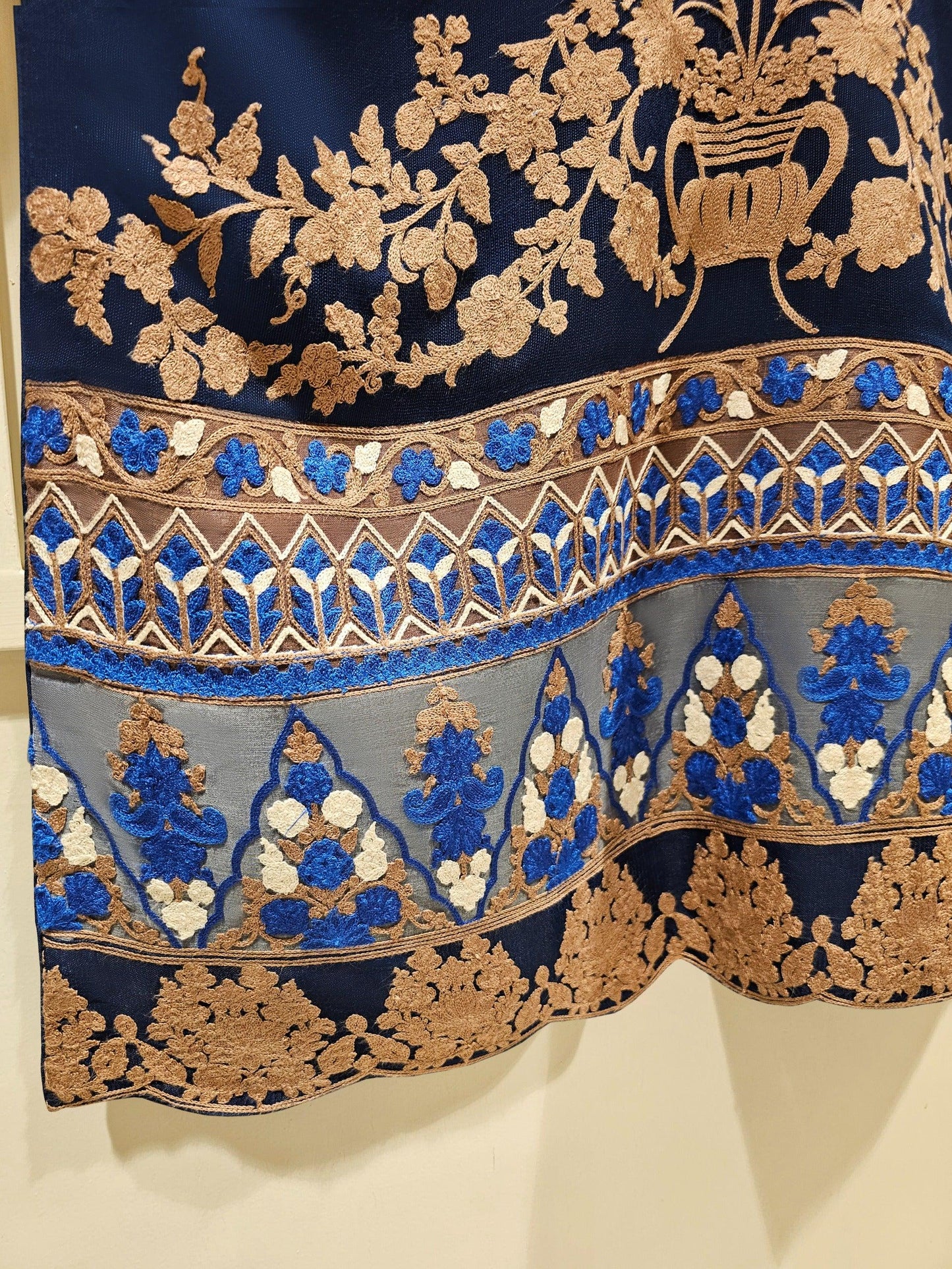 Aghanoor 2 Piece Pure Cotton Net Embroidered Suit Size (Medium, Large) - Navy Blue