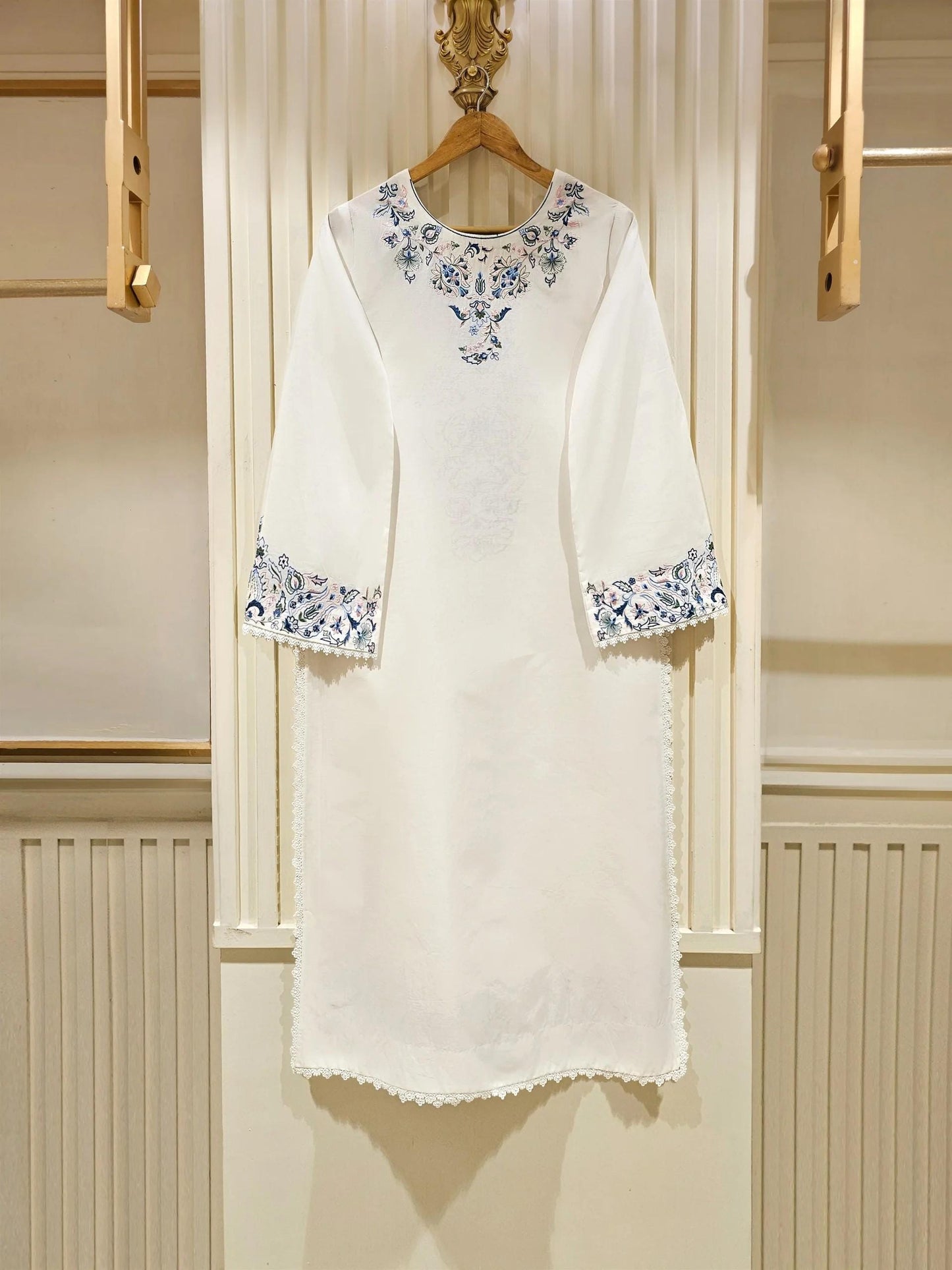 Aghanoor 2 Piece Embroidered Lawn Suit Size (Large, Medium) - White