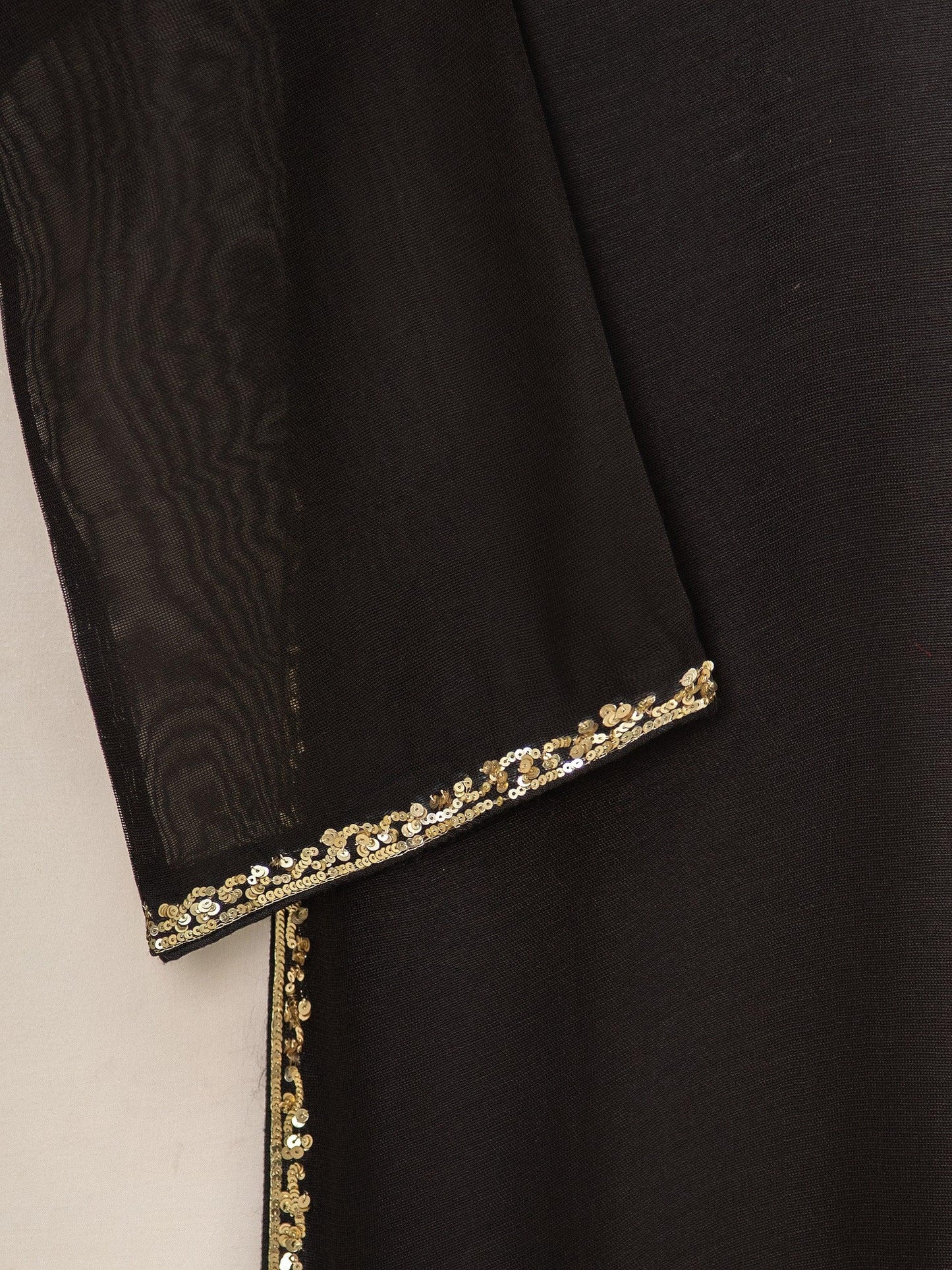 Aghanoor 3 Piece Pure Cotton Net Embroidered Suit Size - (Medium) Silk Pants Black