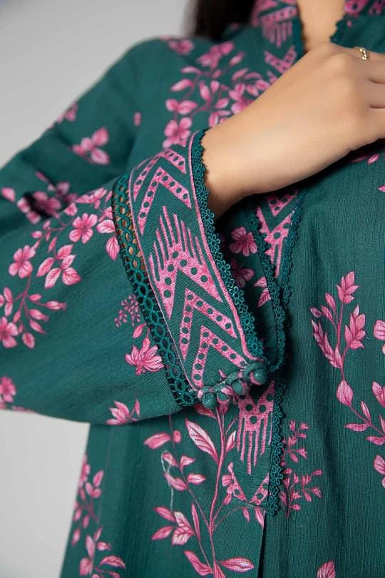 Maria.B - 2 Pc Printed Khaddar Suit (Medium, Large) - Green