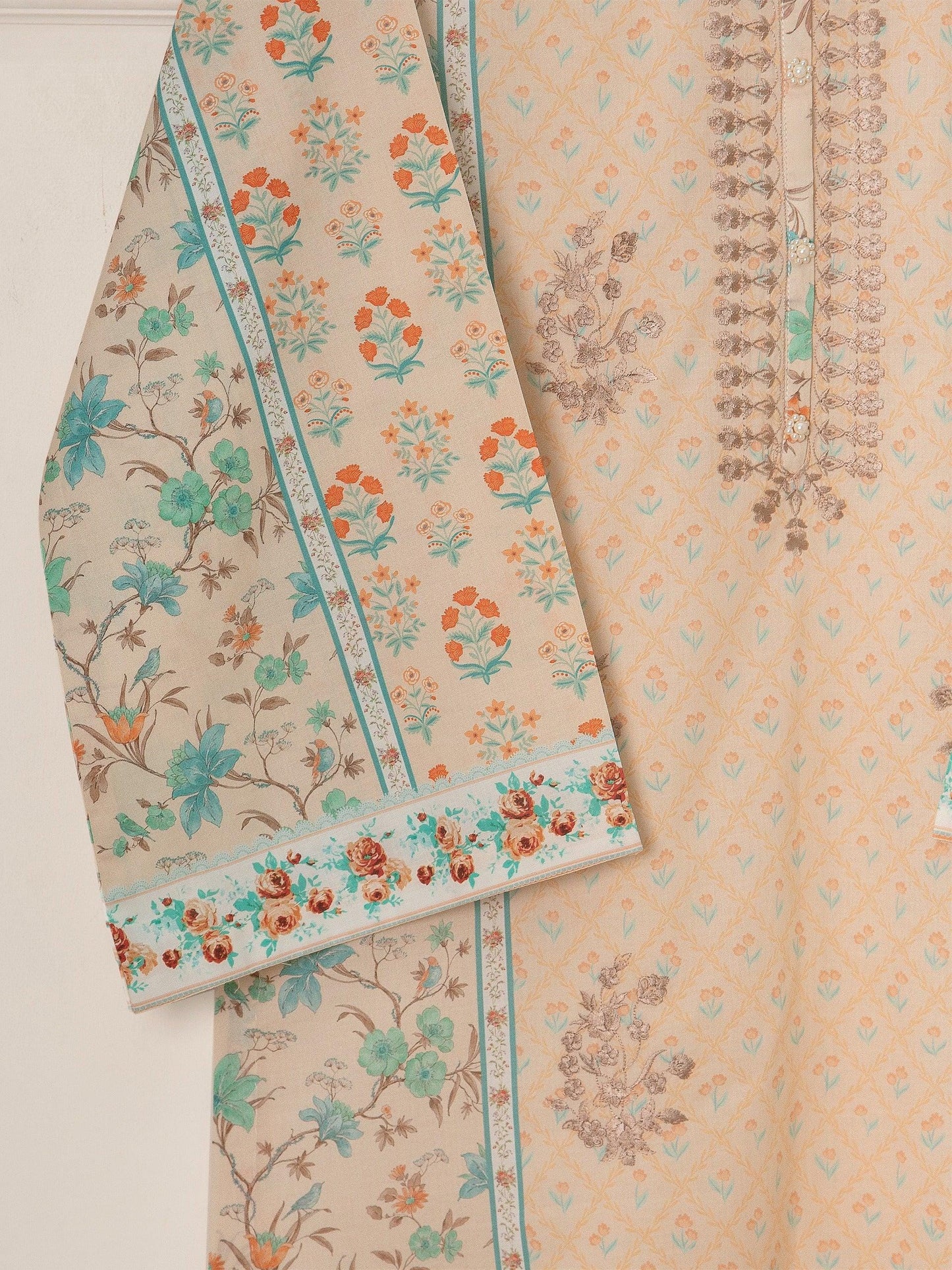 Agha Noor 2 Piece Printed Lawn Suit: India Pakistan Kameez Dupatta (M, L)