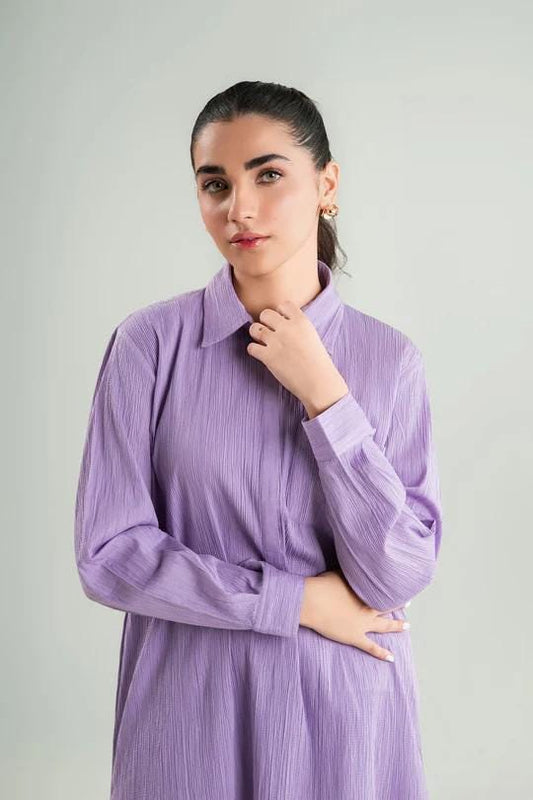 Maria.B - 2 Pc Dyed Seersucker Suit - Lavender/ Purple
