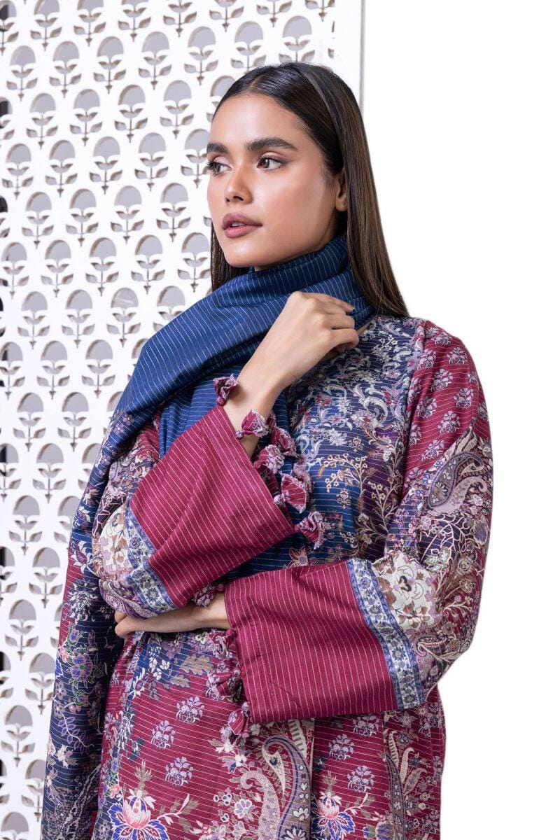 3 Piece Printed Light Khaddar Suit - Size 12, 16