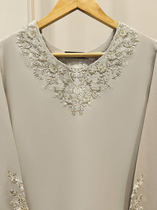 Agha Noor 2 piece - Pure Embroidered Lawn Suit - Beige - India Pakistan Bangladesh Shalwar Kameez