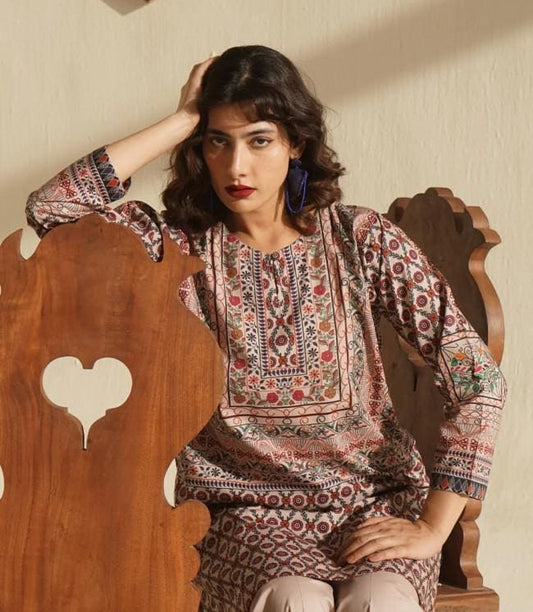 2 Piece Printed Cotton Viscose Shirt - Size(14) - Original Khaadi brand