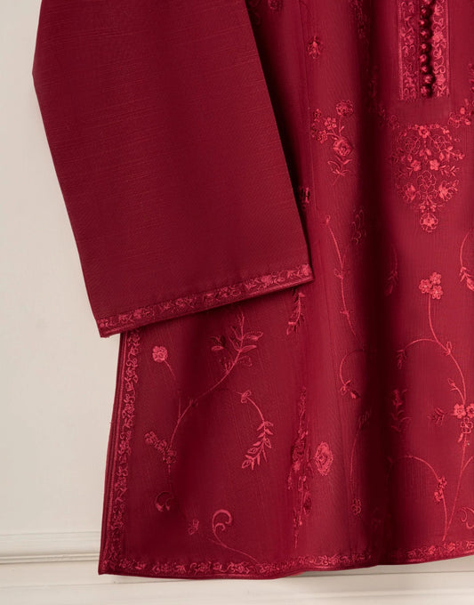 Aghanoor 2 piece - Embroidered Khaddar Suit (Size Medium, Large) - Maroon