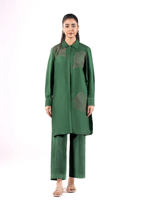 Maria.B - Embroidered Ripstop Shirt (Medium, Large) - Green - shirt Only