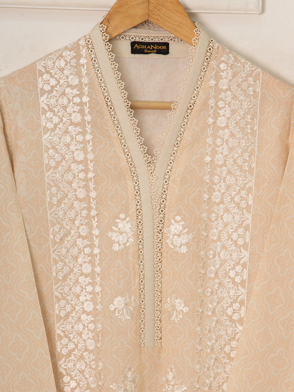 Agha Noor 2 piece - Printed Lawn Suit - Beige