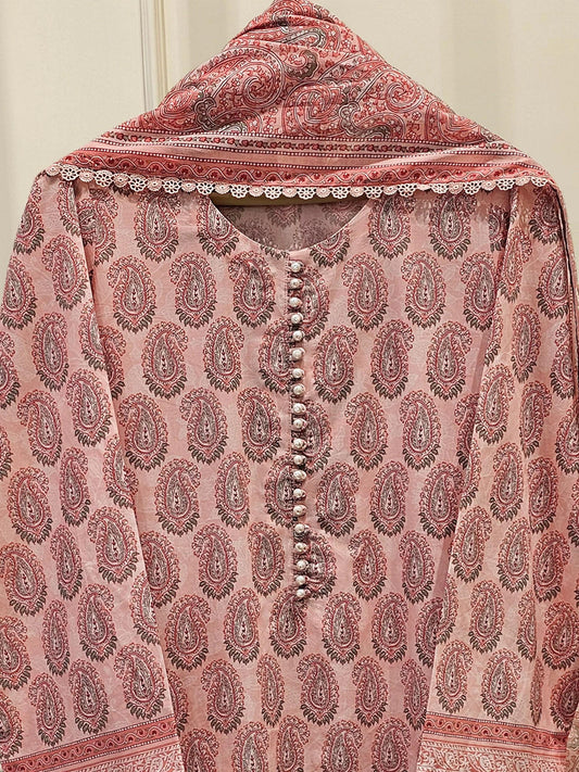 Aghanoor 2 piece - Digital Printed Lawn Suit - (Size - Large) - India Pakistan Bangladesh Kameez Dupatta