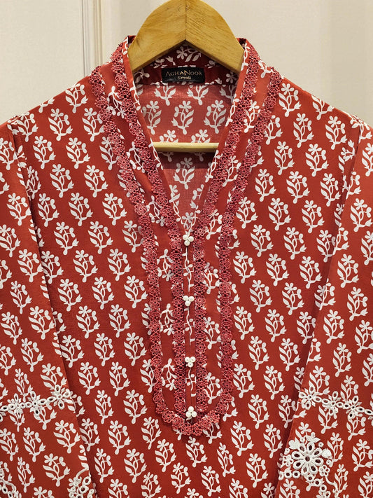 Digital Printed Embroidered Lawn Suit: Kameez Shalwar - Aghanoor