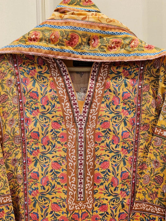3 Piece Agha Noor Printed Embroidered Lawn Suit: Shalwar Kameez Dupatta