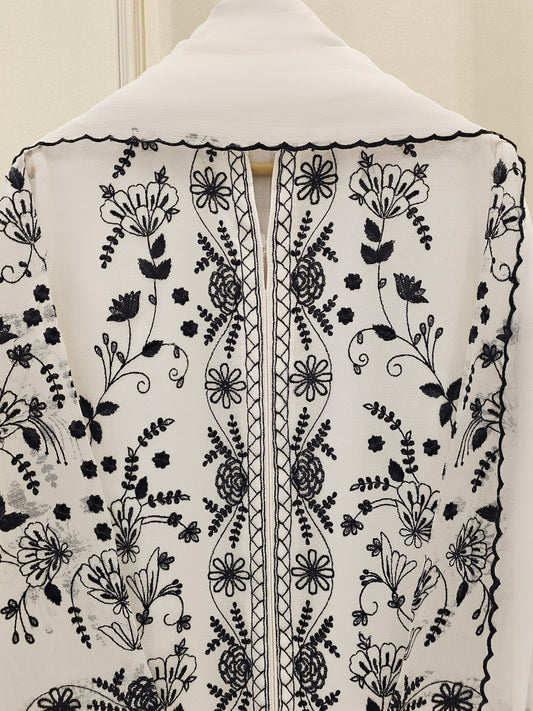 Aghanoor 3 Piece Pure Cotton Net Embroidered Suit - White