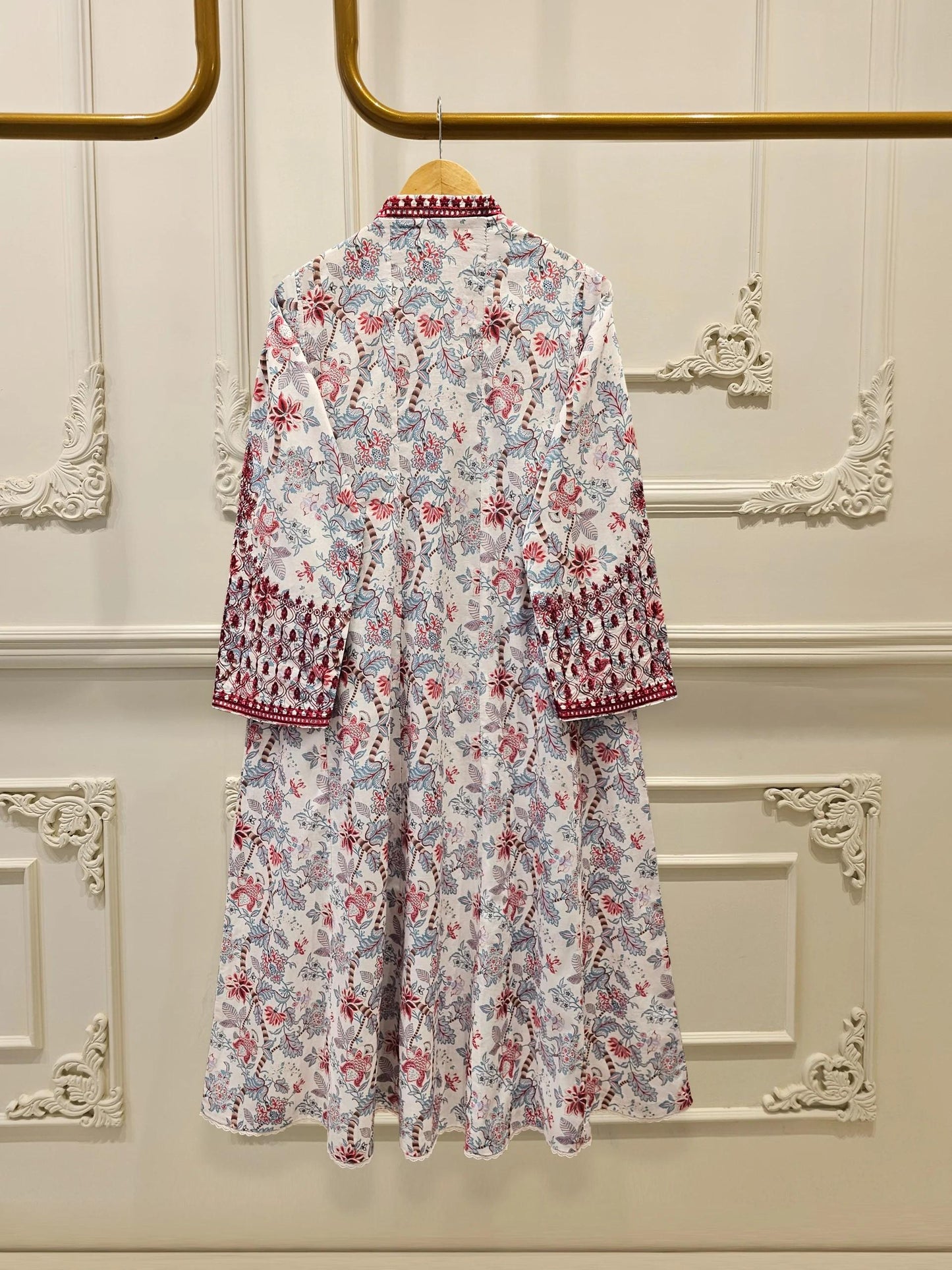 Aghanoor 2 piece - Digital Printed Embroidered Summer Lawn Suit - (Size- Large, Medium) - Maroon Printed
