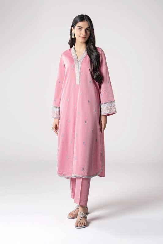 Maria.B - 2 Pc Embroidered Two Tone Silk Suit - Ash Pink