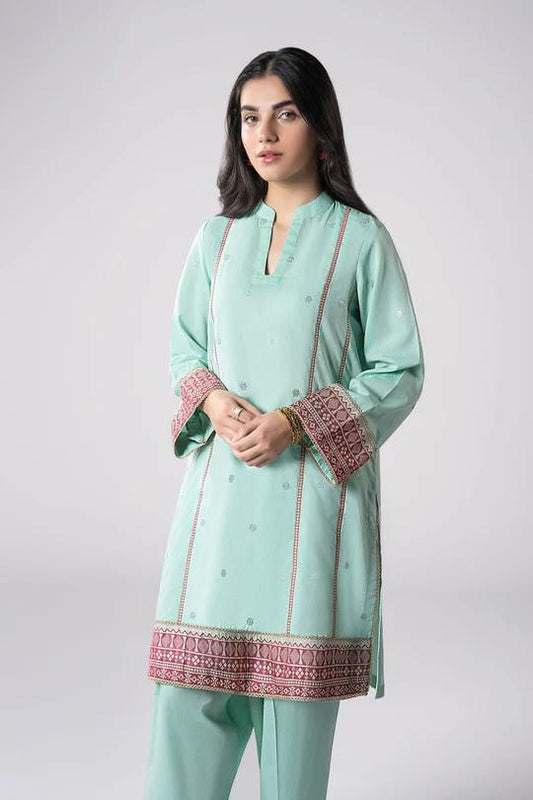 Maria.B - 2 Pc Banarsi Border Embroidered Two Tone Silk Suit