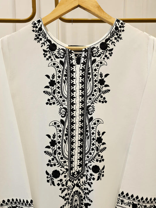 Agha Noor 2 piece - Pure Embroidered Summer Lawn Suit - White