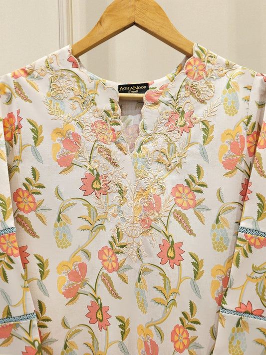 Aghanoor 2 piece - Digital Printed Embroidered Summer Lawn Suit - (Size- Large, Medium, Small)