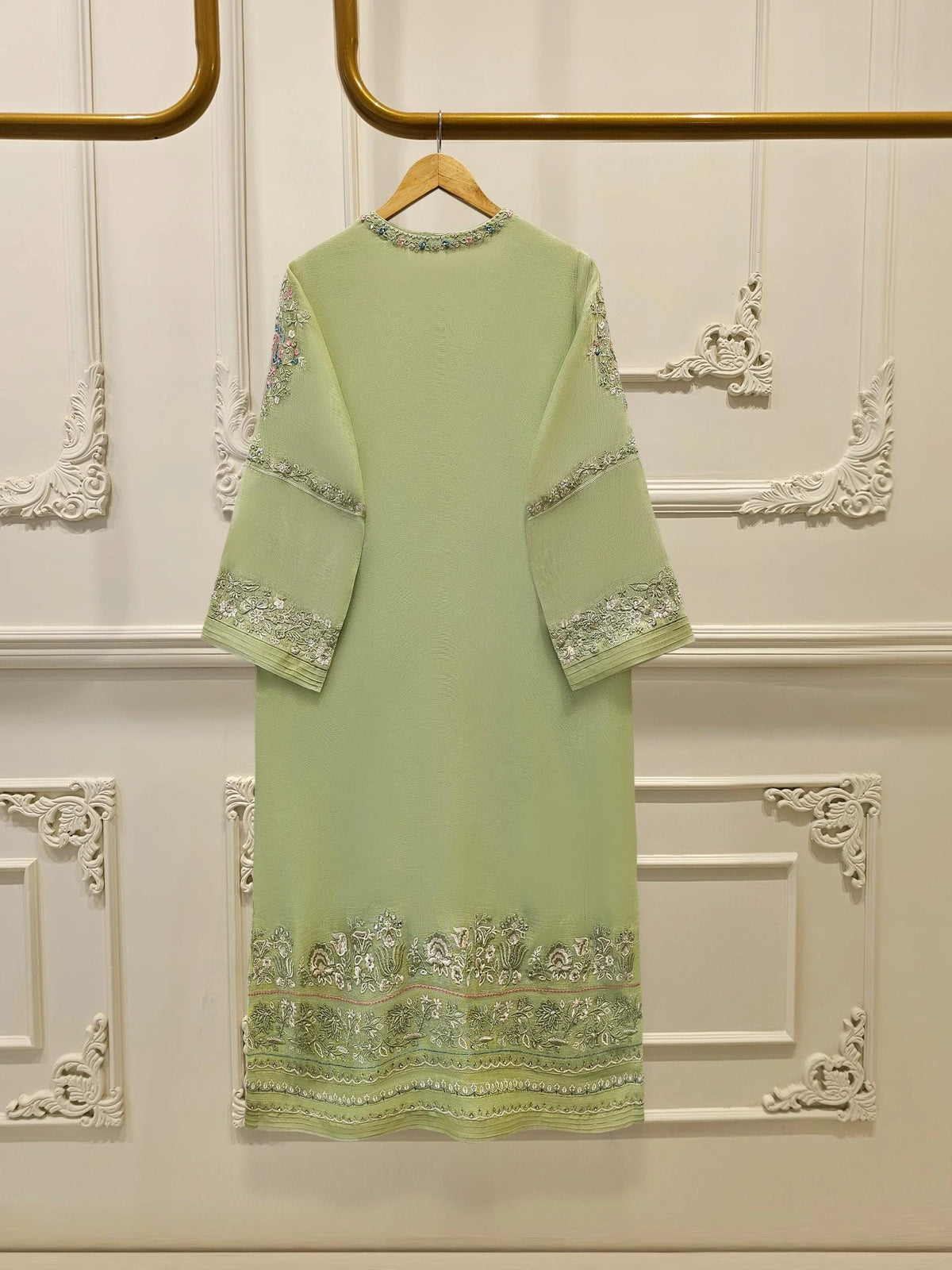 Aghanoor 3 Piece Pure Embroidered Cotton Net Suit Size (Medium, Large, XL) - Green