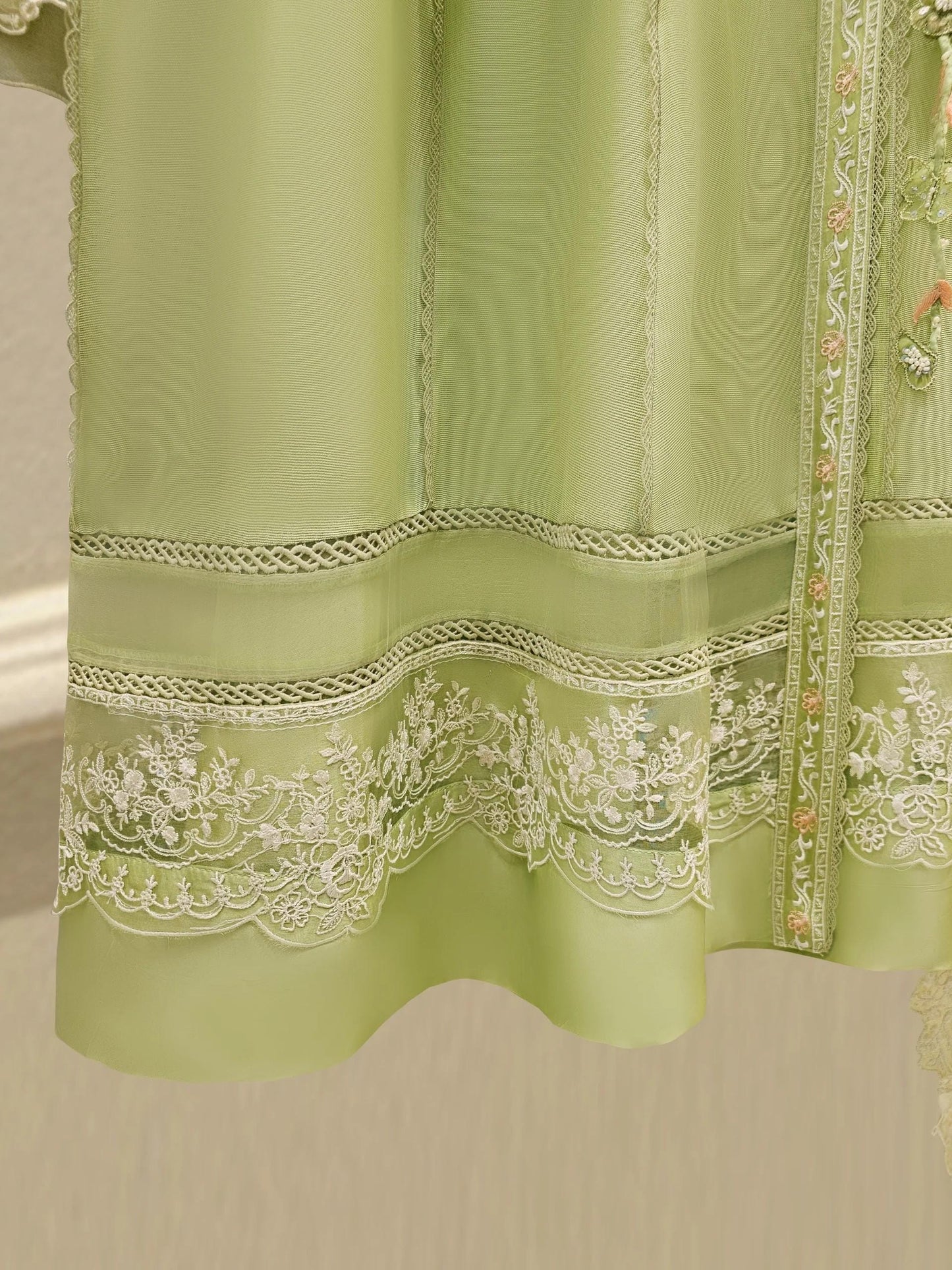Aghanoor 3 Piece Pure Embroidered Angrakha Cotton Net Suit Size (Medium, Large) - Green