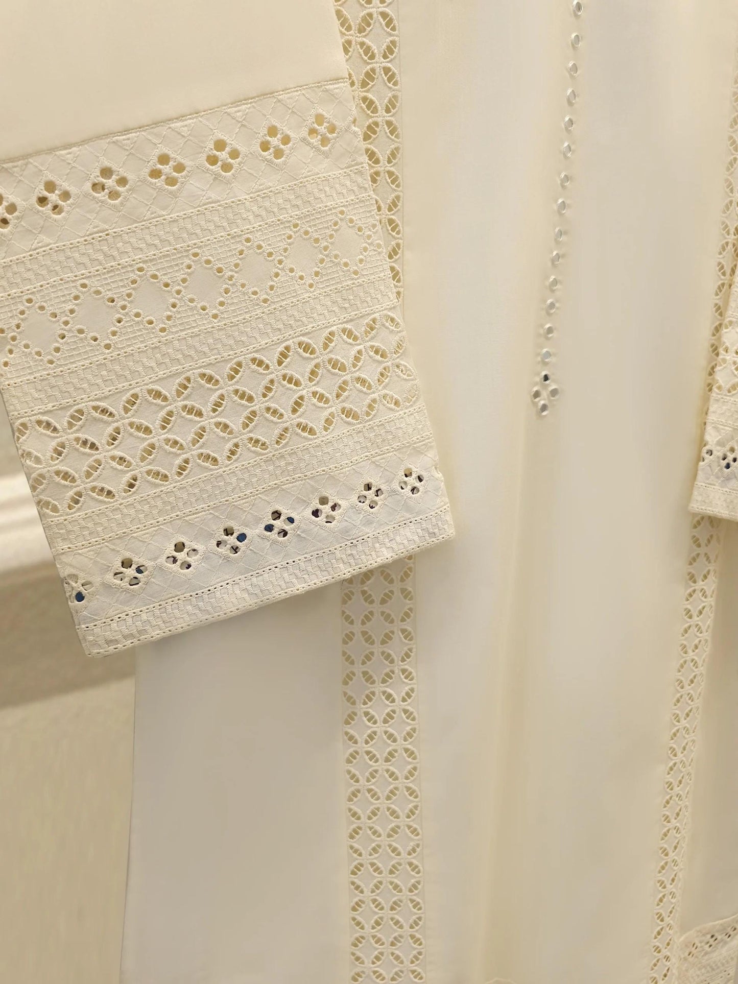 Agha Noor 2 piece Embroidered Lawn Suit - Off White