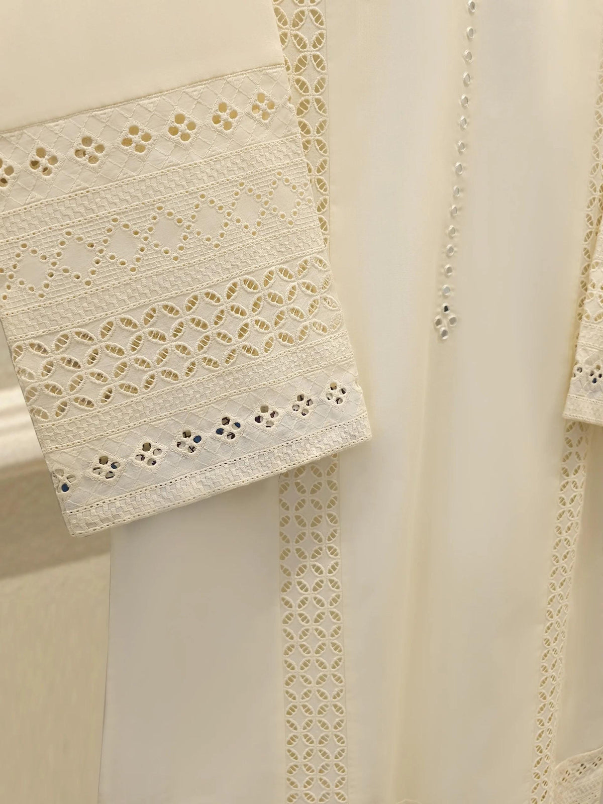 Agha Noor 2 piece Embroidered Lawn Suit - Off White