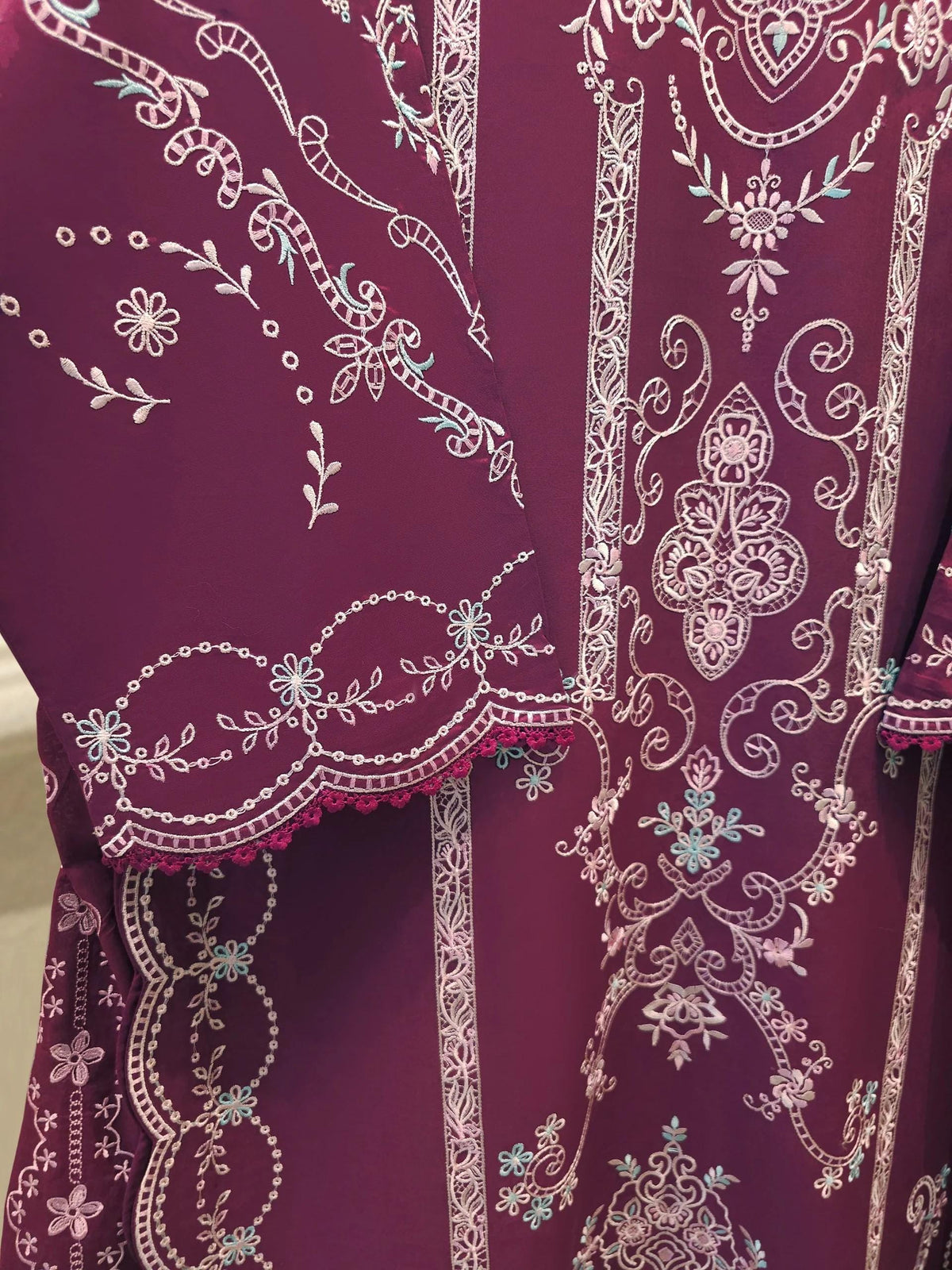 Agha Noor Embroidered Lawn Suit - Purple - 2 Piece