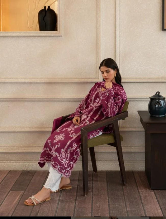 Agha Noor Embroidered Lawn Suit - Purple - 2 Piece