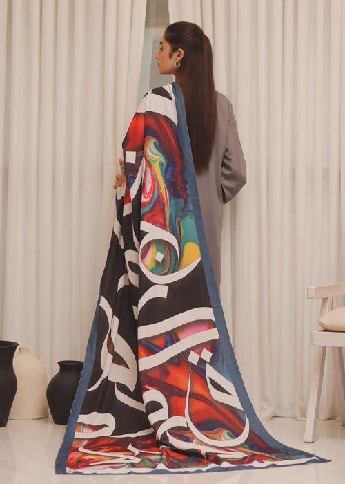 DP1 - Multicolor Swiss Lawn Dupatta - Urdu Calligraphy
