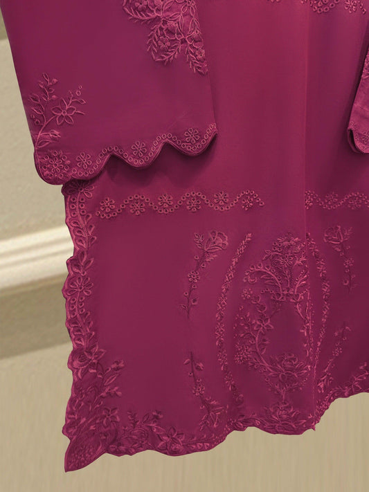 Agha Noor 3 piece - Embroidered Lawn Suit - Purple