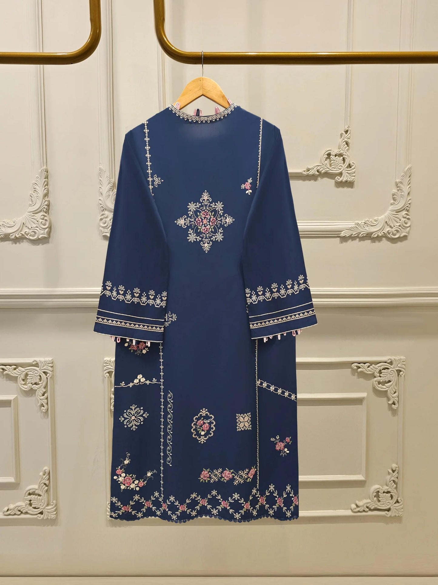 Aghanoor 2 Piece Cross stitched Embroidered Lawn Suit Size (XL, Large, Medium)