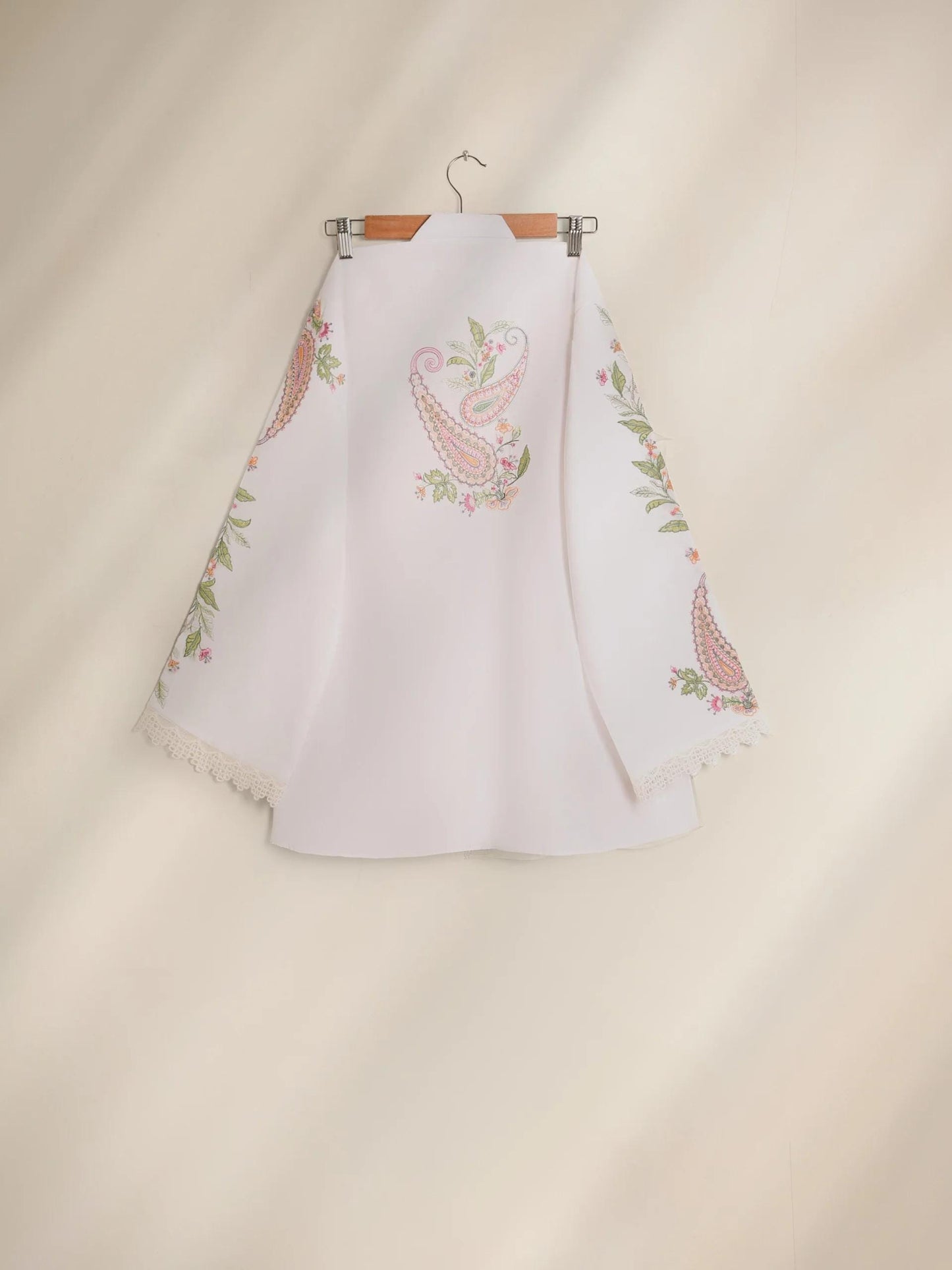 Aghanoor 2 piece - Embroidered Printed Lawn Summer Suit - (Size- Medium) - White