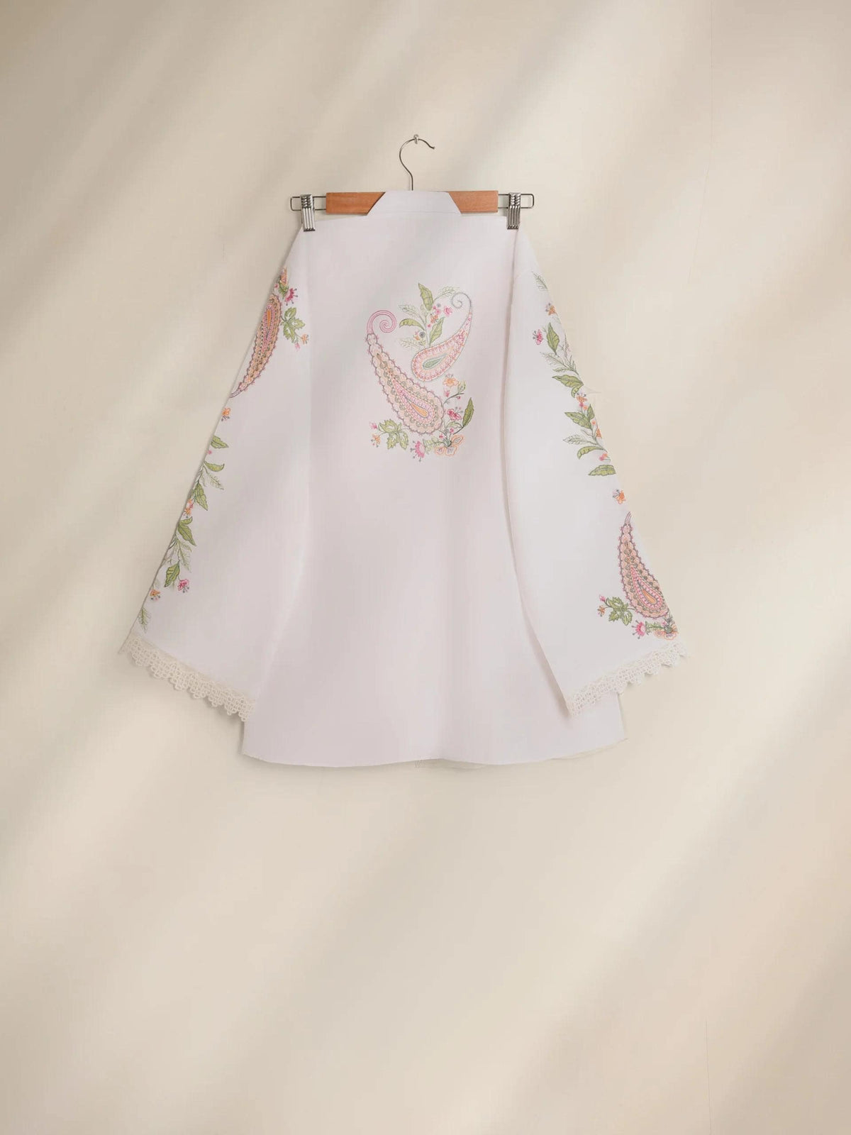 Aghanoor 2 piece - Embroidered Printed Lawn Summer Suit - (Size- Medium) - White