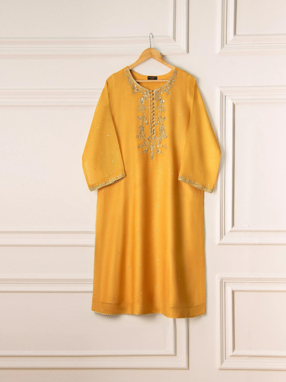 Agha noor 3 Piece Pure Cotton Net Embroidered Suit Size - Raw Silk Pants