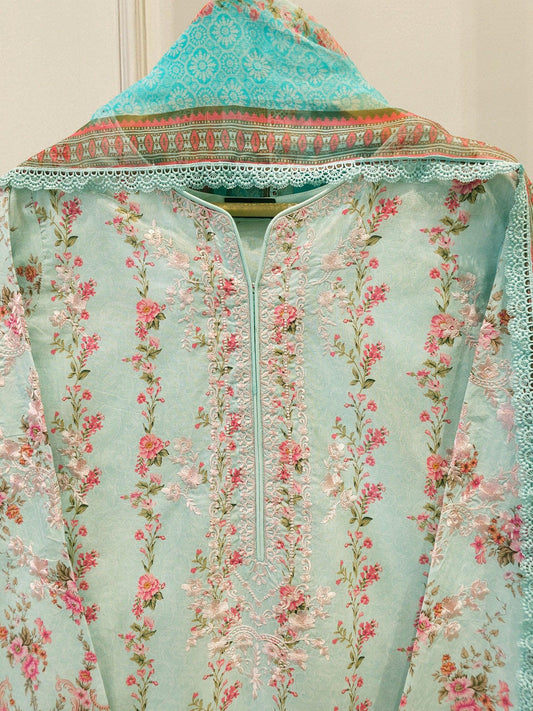 Aghanoor 2 piece - Embroidered Lawn Suit - Chiffon Dupatta