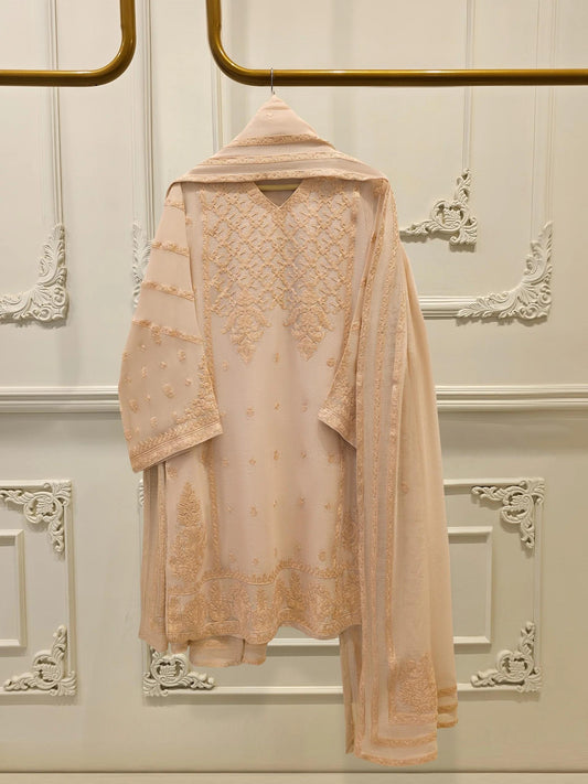 Agha Noor 3-Piece Embroidered Cotton Net Suit